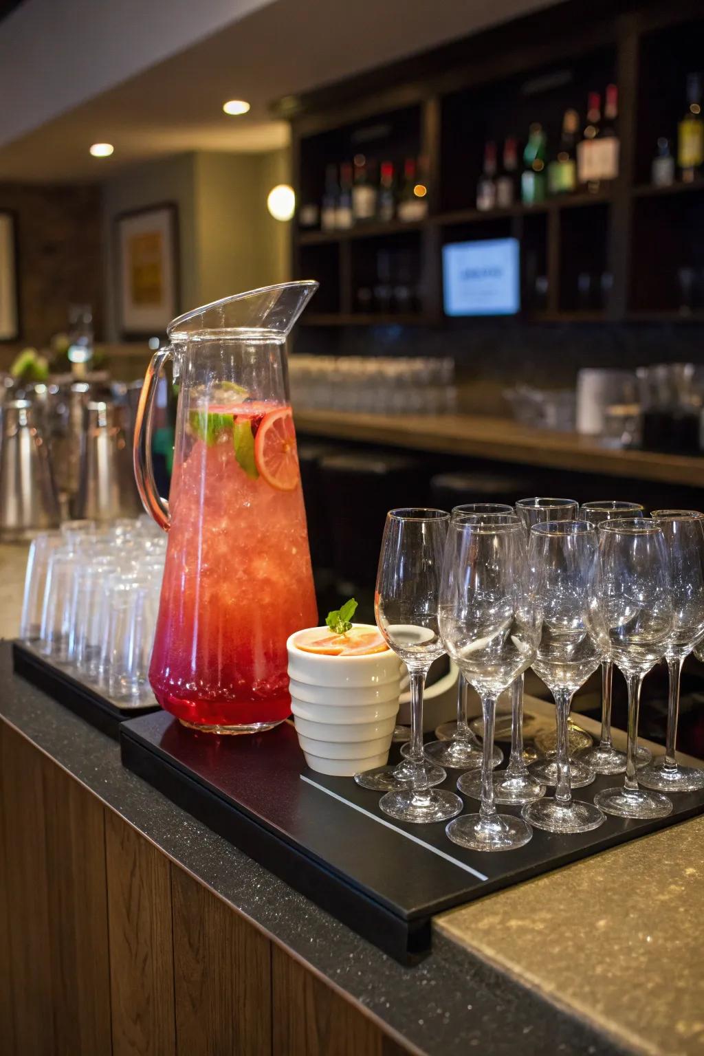 A unique drink brings an element of personality and helps to keep the bar space organized.