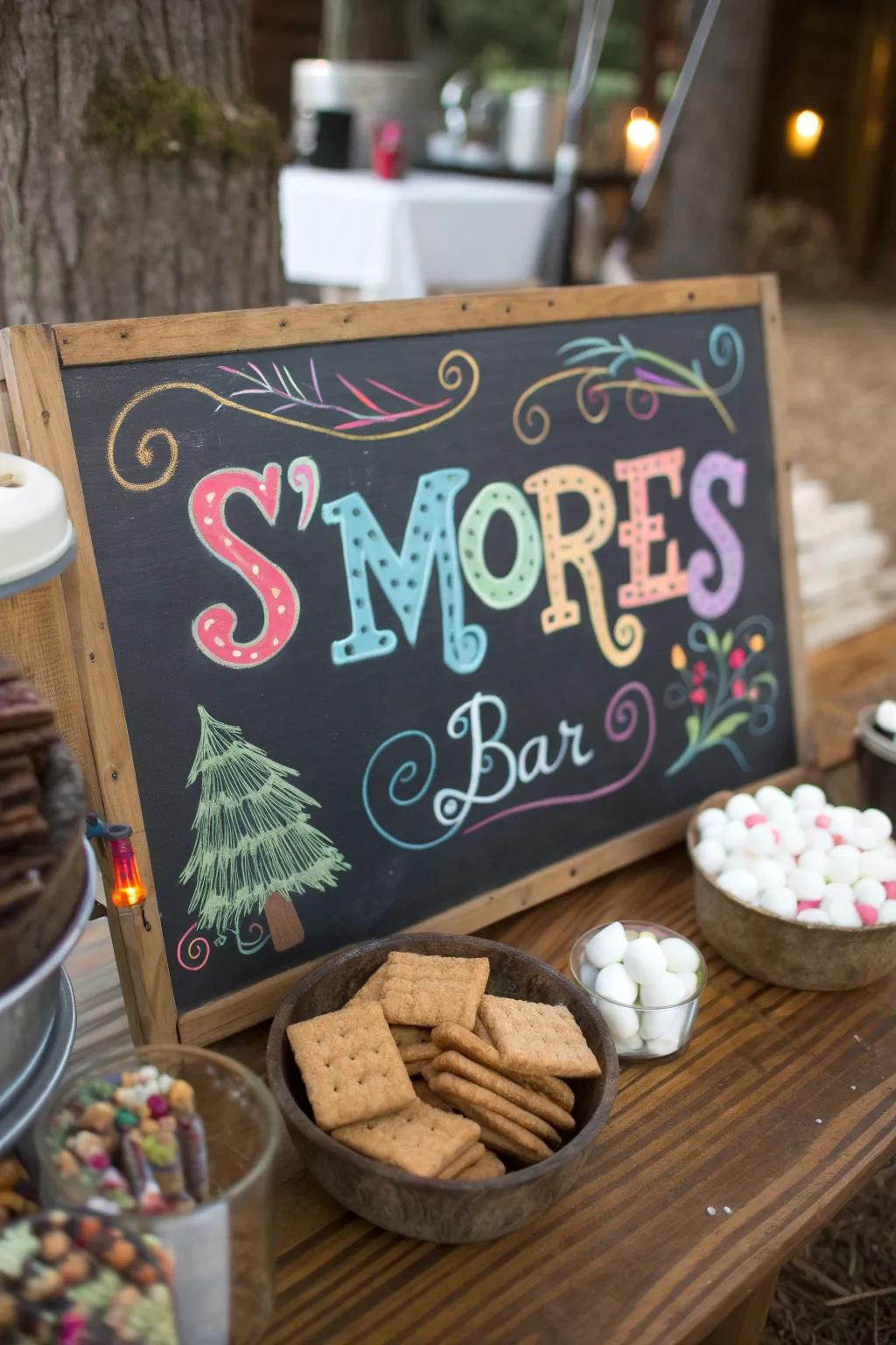 Chalkboard signs add a personal and informative touch to your s'mores station.