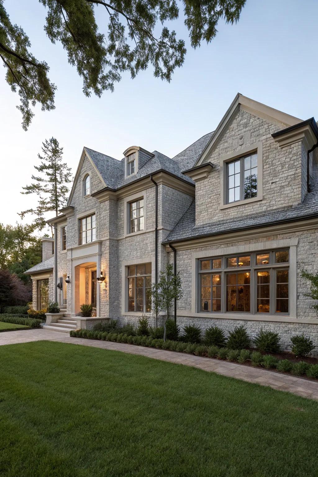Subtle sophistication with grey brick and limestone.