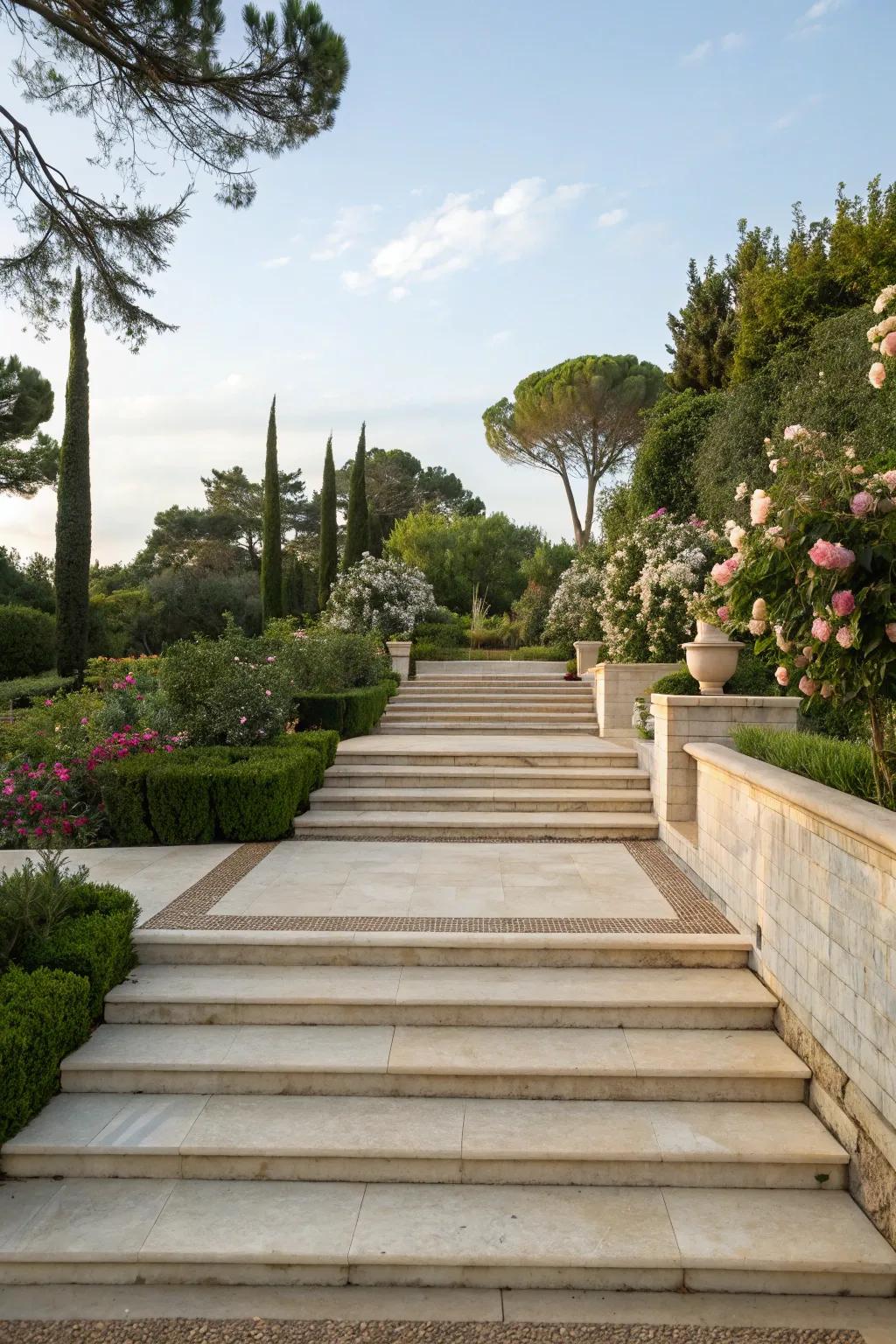 Polished luxury stone steps