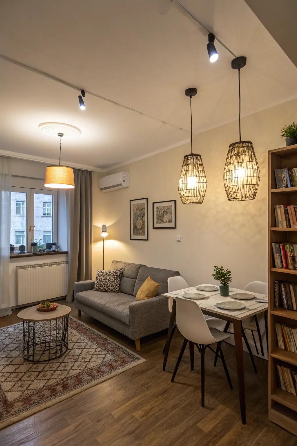 Layered lighting adds depth and enhances the ambiance.