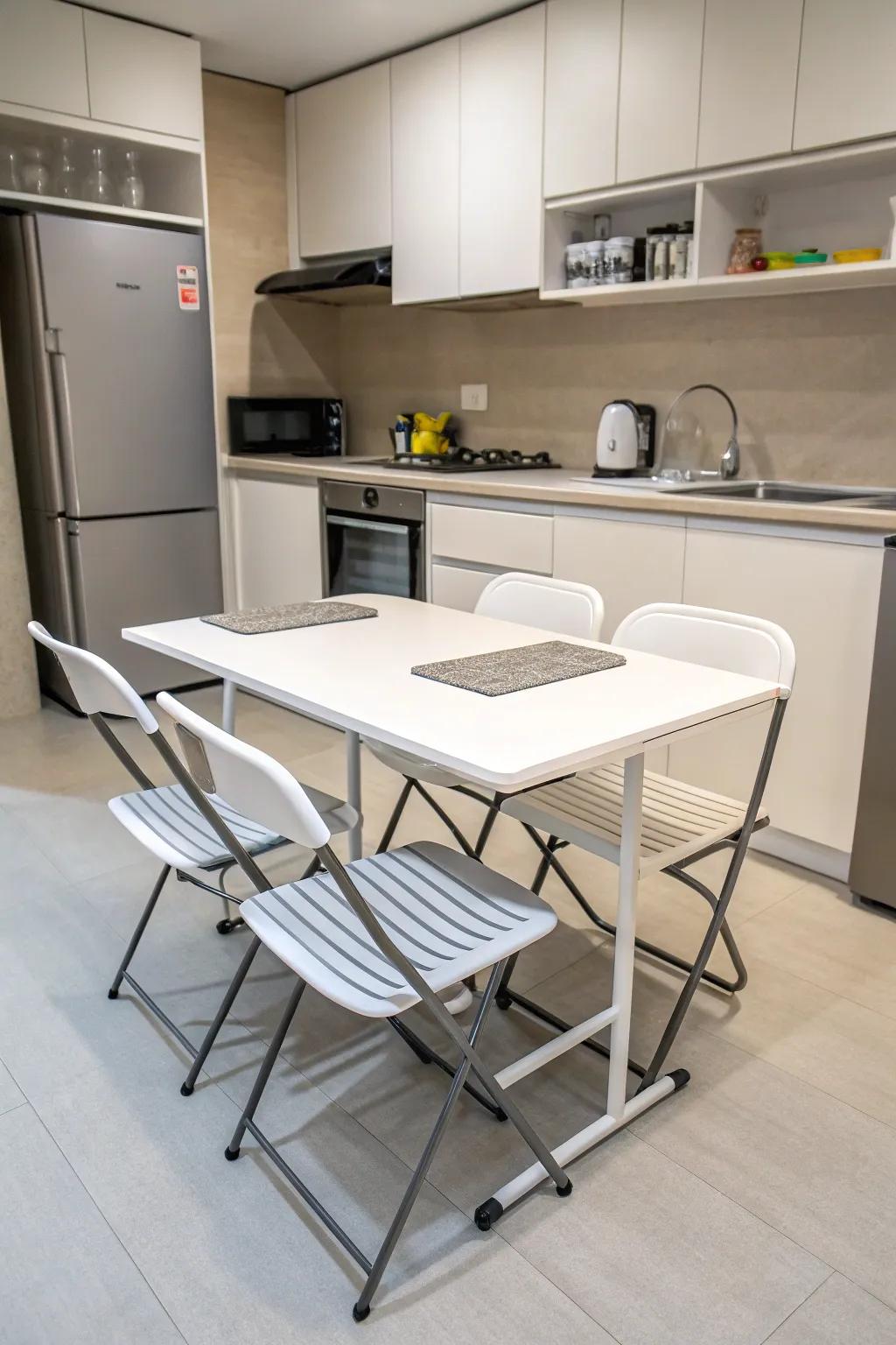 Space-saving furniture enhances functionality in small kitchens.