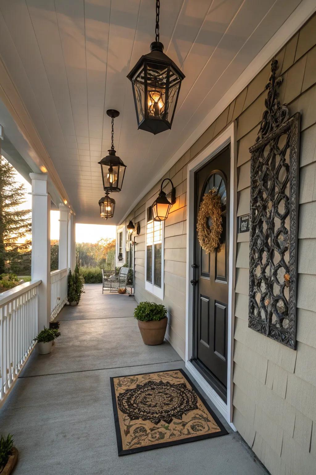 Decorative accents personalize and enrich porch aesthetics.