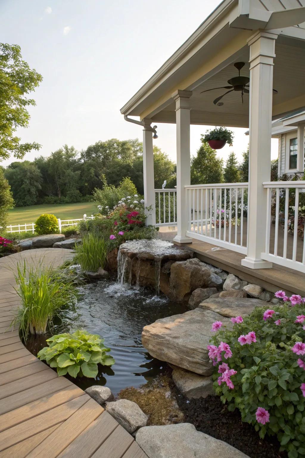 Bring tranquility to your porch with a soothing water feature.