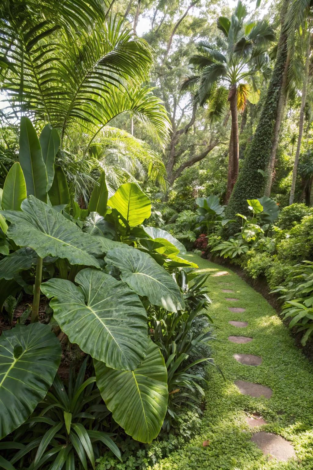 Striking foliage appending drama and dimension to the tropical garden.
