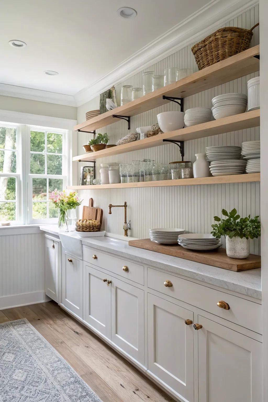 Combine functionality with style using open shelving