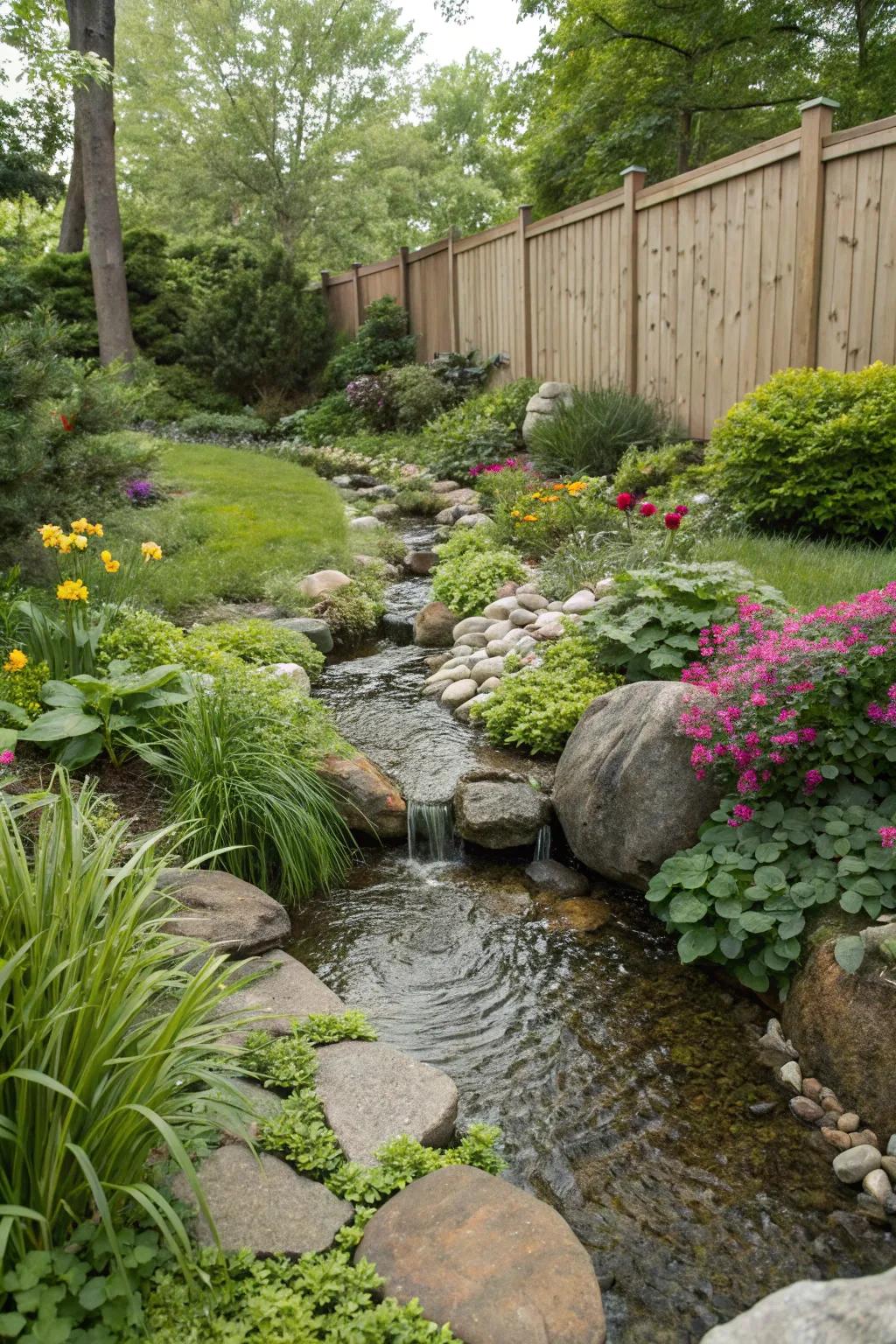 Petite flowing rivulets add the charm of a natural brook to intimate gardens.