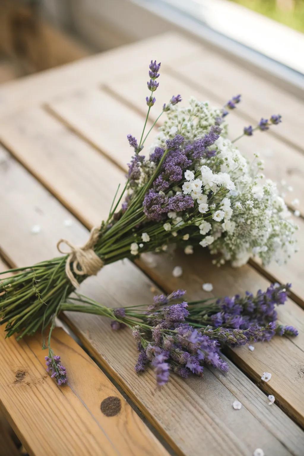 Lavender adds fragrance and rustic charm to a summer bouquet.