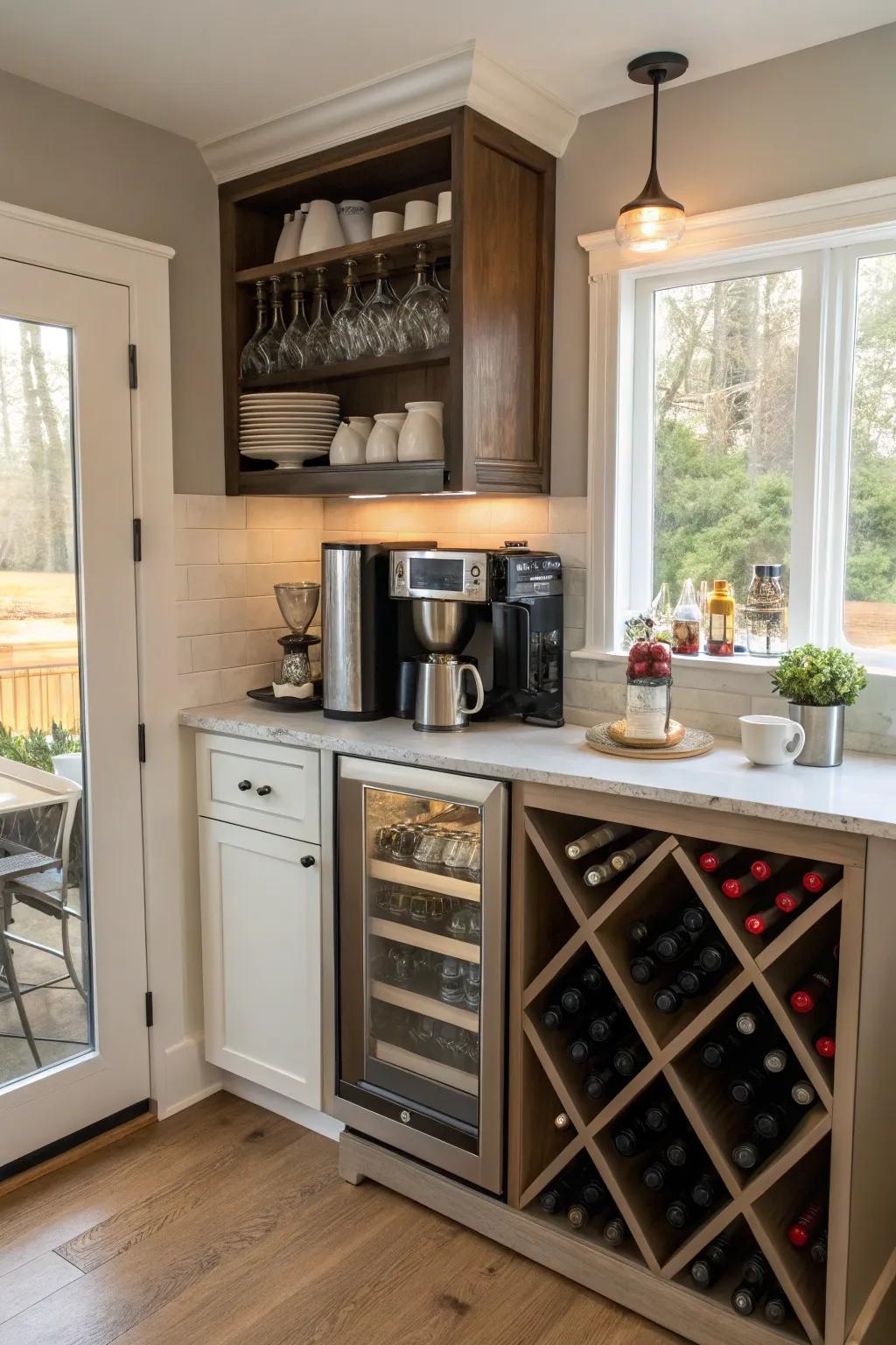Craft a dynamic zone by blending wine storage with additional functions.