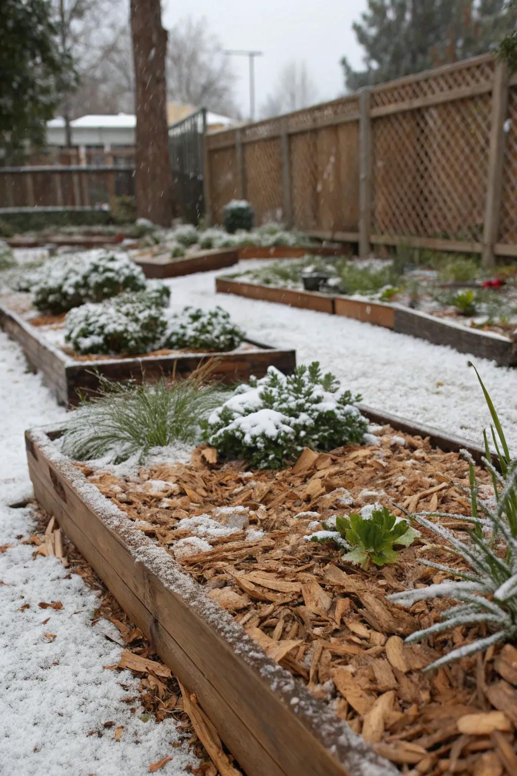 Wood chips provide essential insulation for plants in winter.