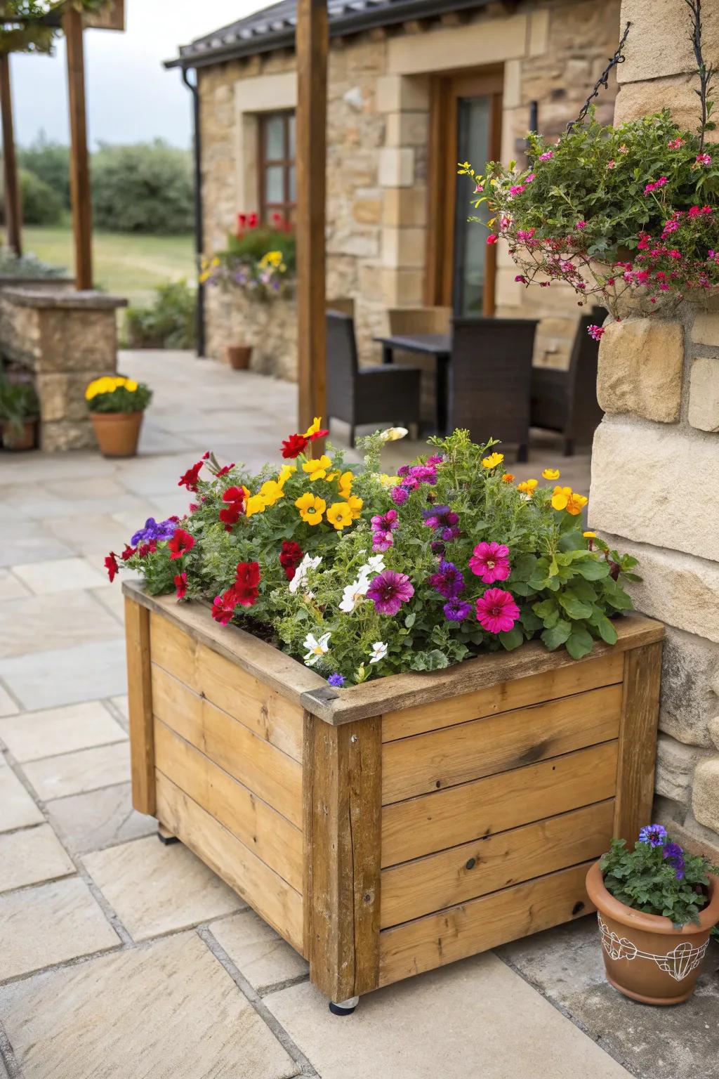 Brighten up corners with a thoughtfully placed flower box.