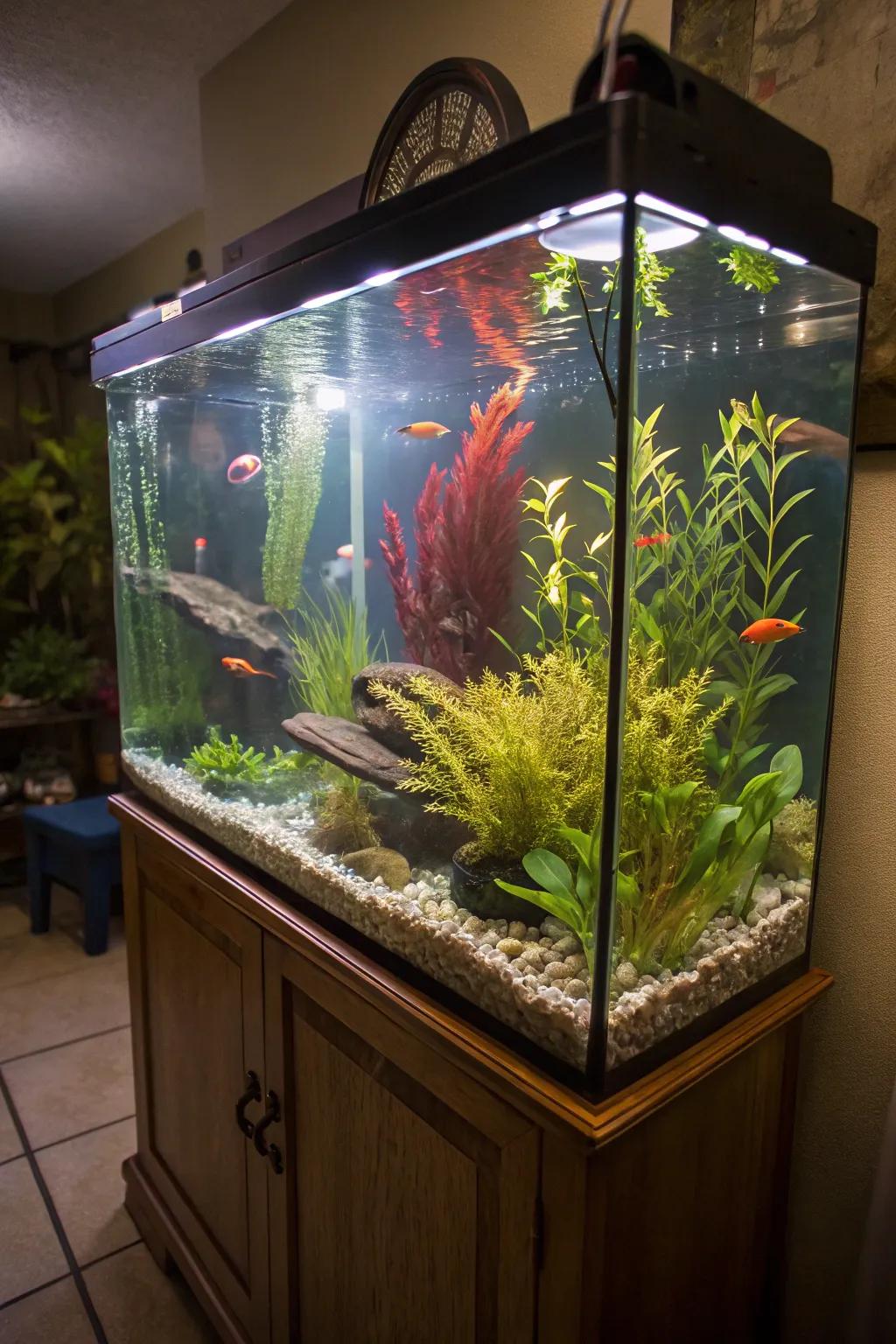 Lighting creates dramatic effects in this vibrant setup.