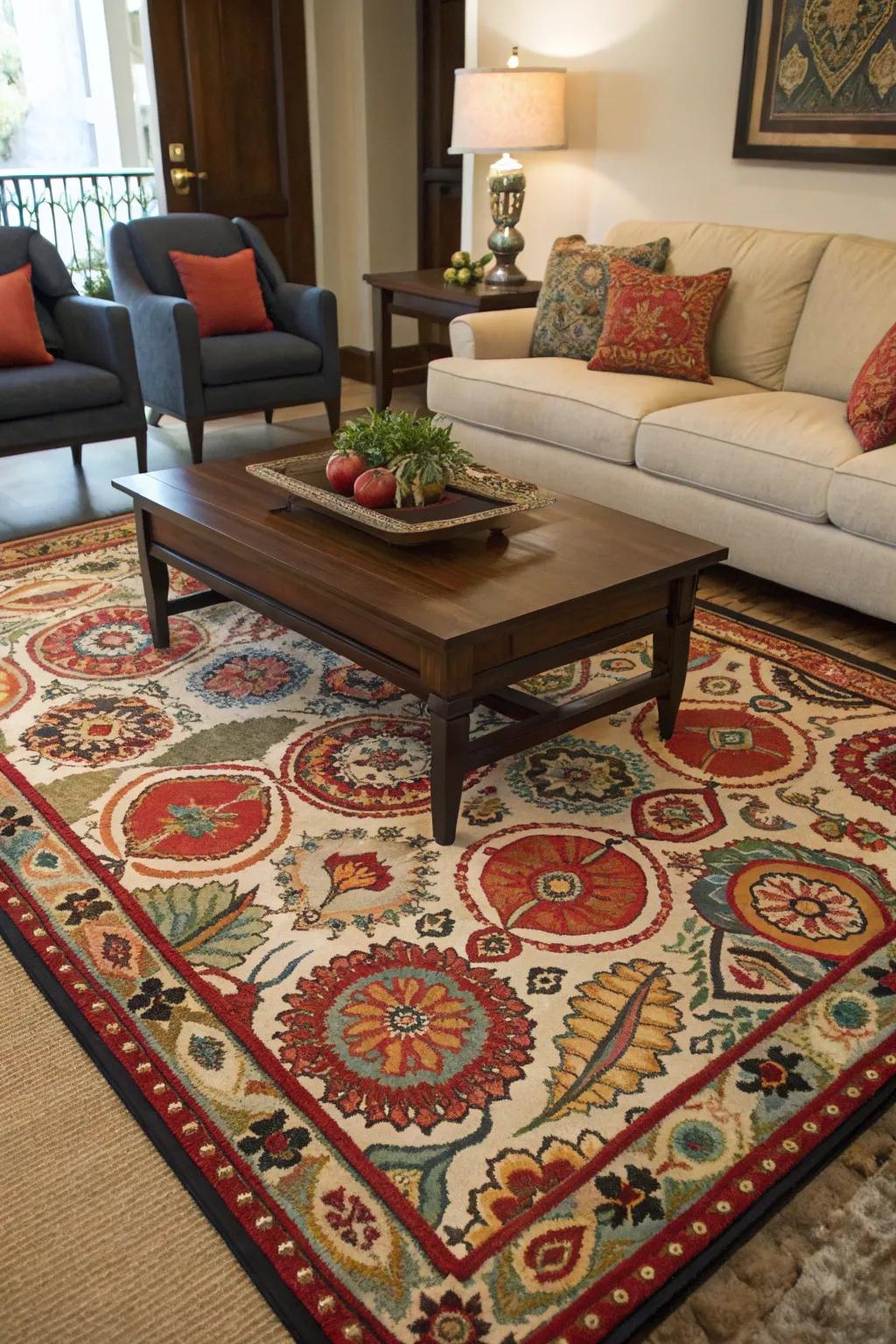 Define your space using a textured space covering.