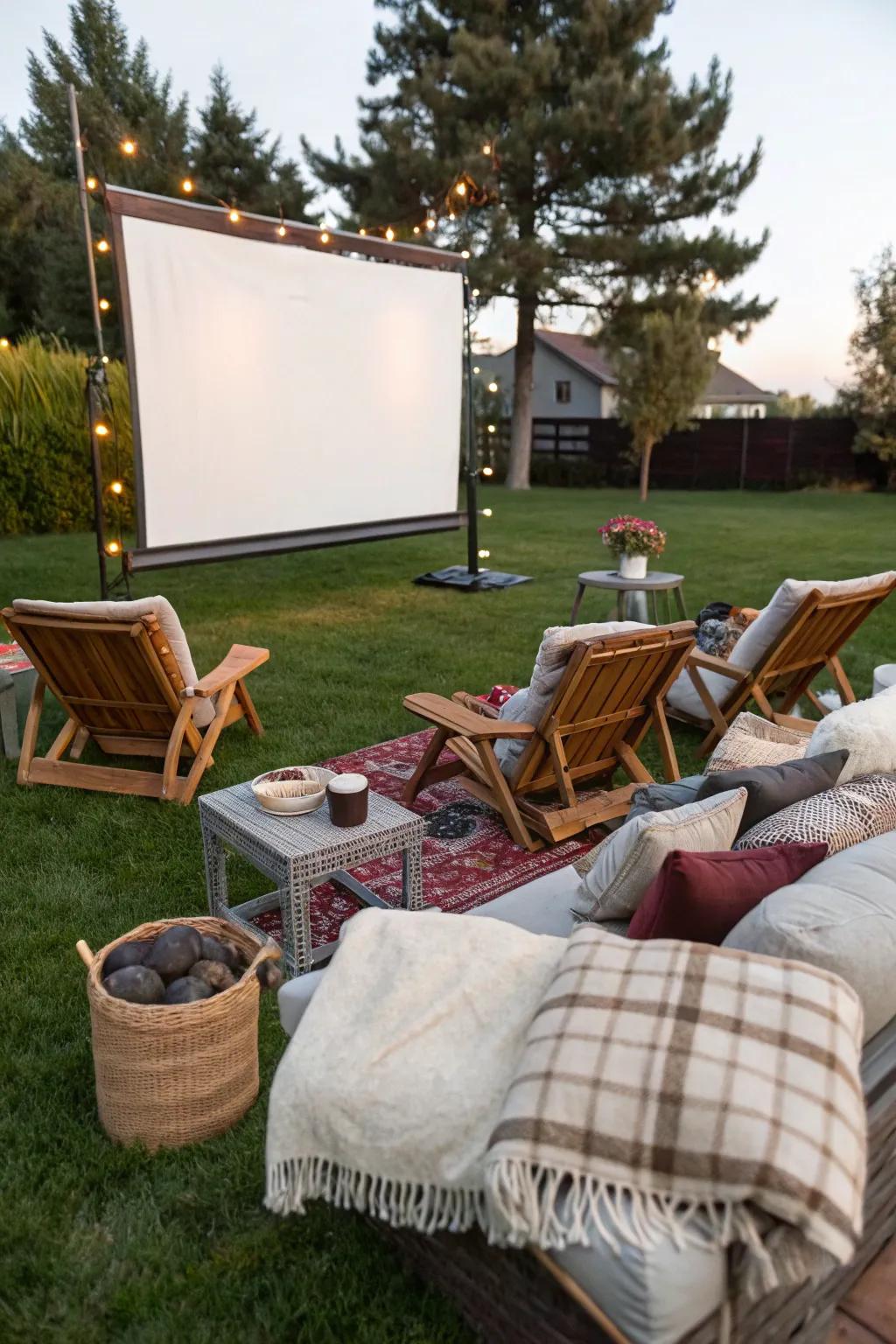 Savor a cinematic experience in your own backyard with an outdoor movie screen.