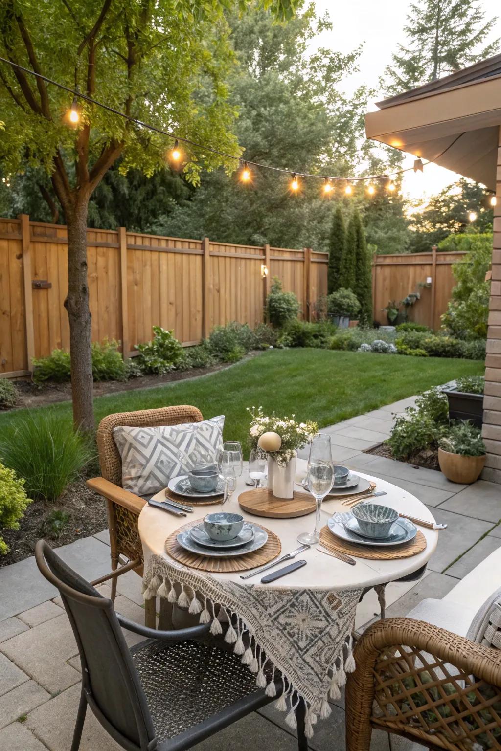 Enjoy al fresco dining in your own backyard.