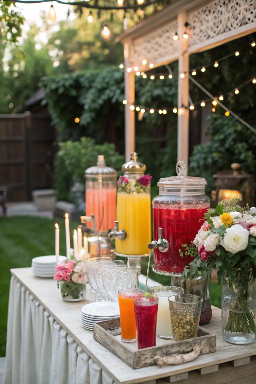 An imaginative drink station offers custom drink options for attendees.