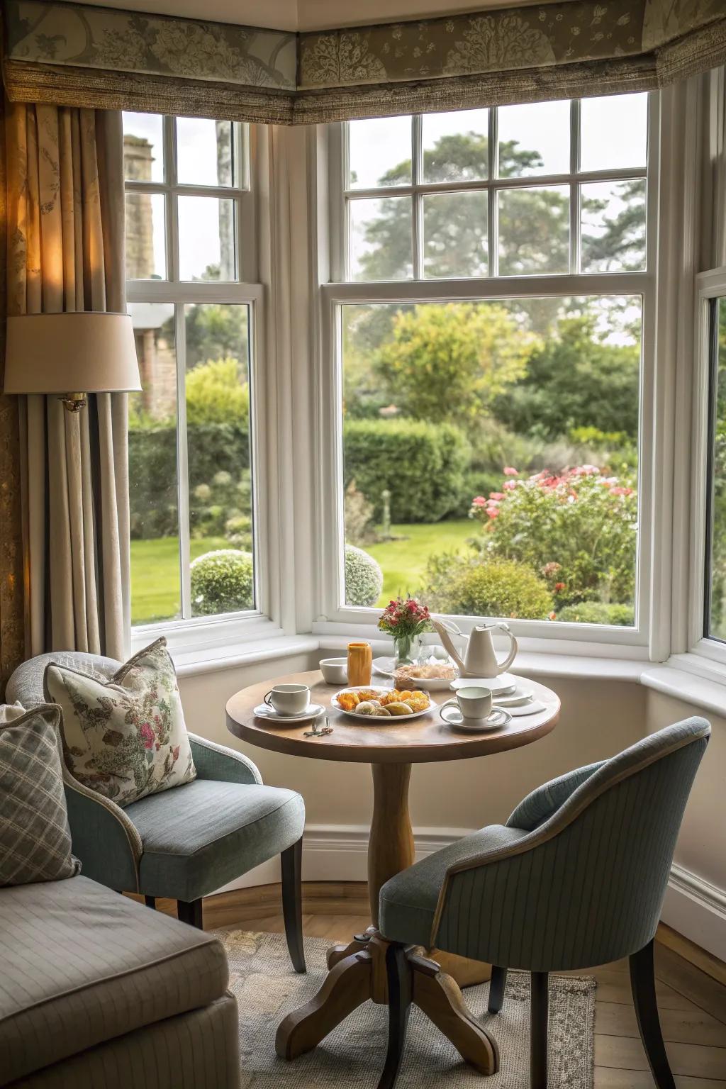 A cozy breakfast nook in the bay window ensures a delightful start to your day.