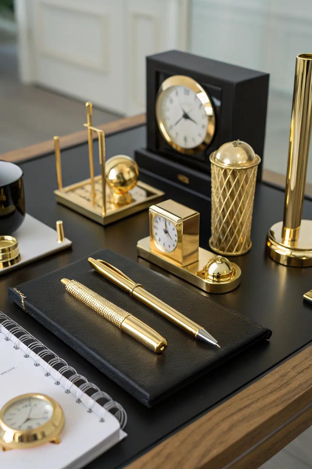 Gilded desk pieces bring design and usability to your workspace.