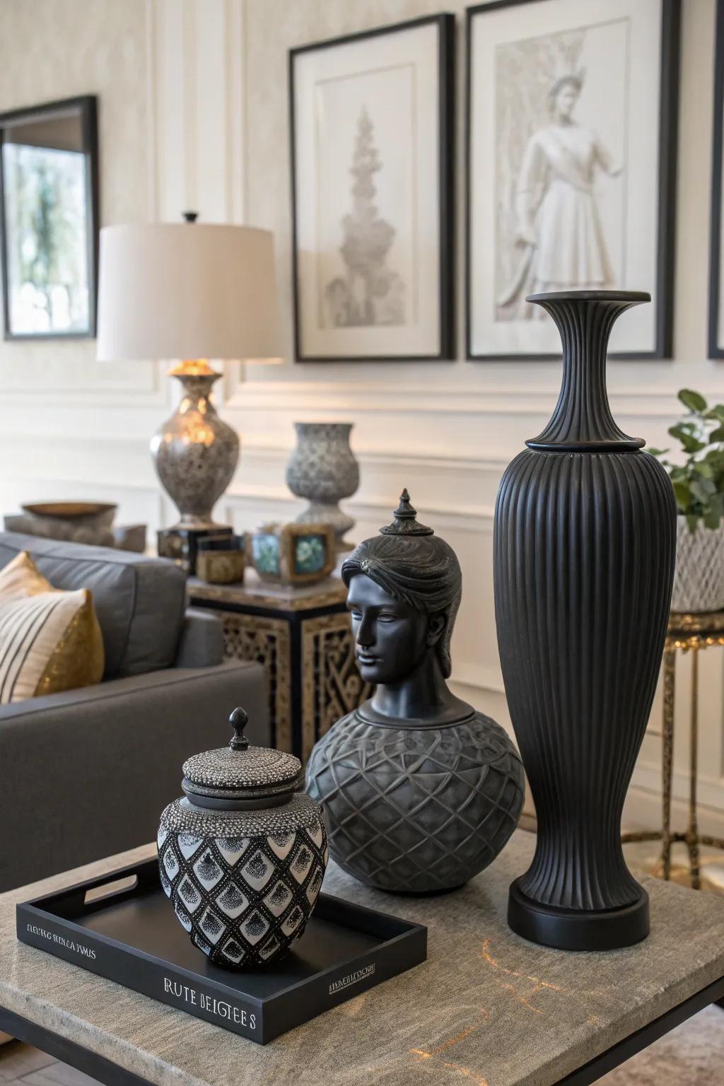 Decorative accessories add depth and personality.