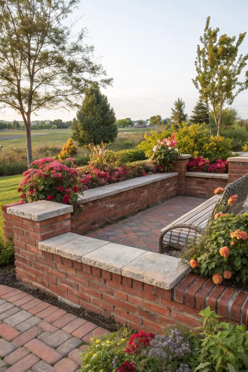 Relax and unwind with built-in seating in your garden bed.