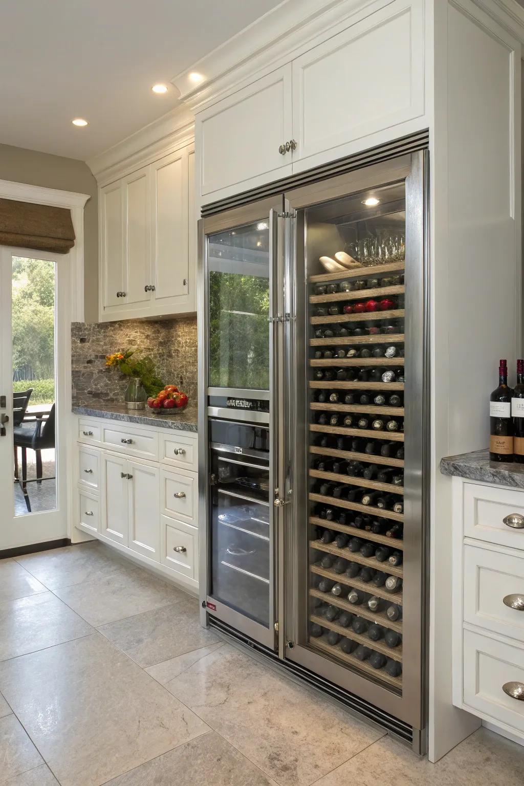 Double the doors, double the elegance with a spacious beverage cooler.