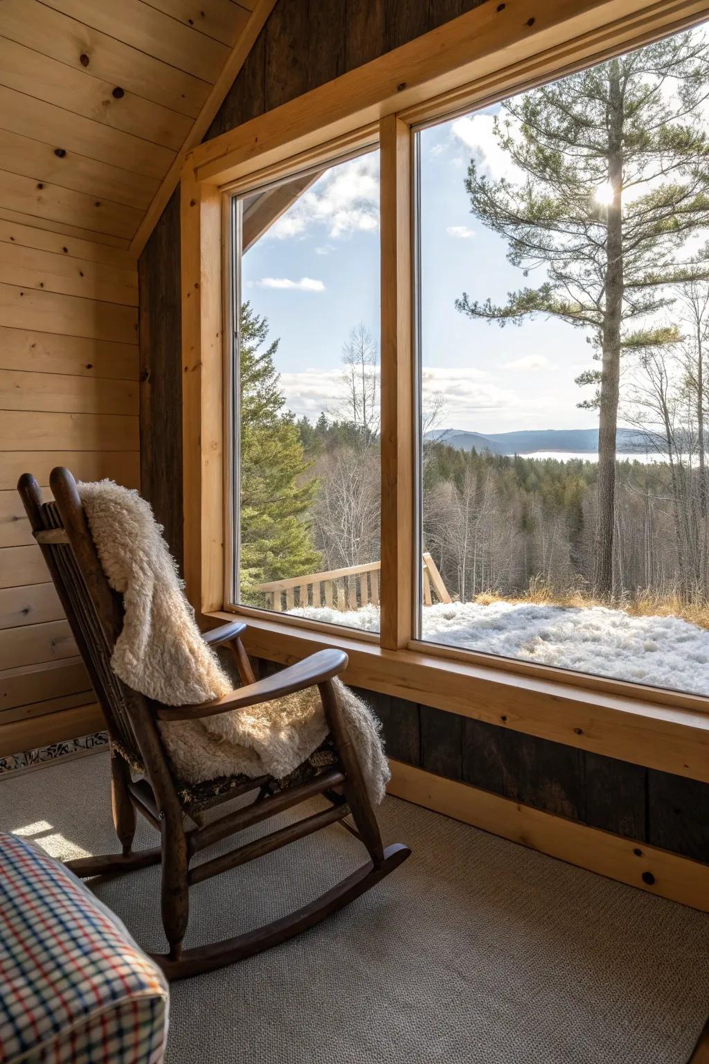 A snug corner by the window is perfect for relaxation and enjoying the view.