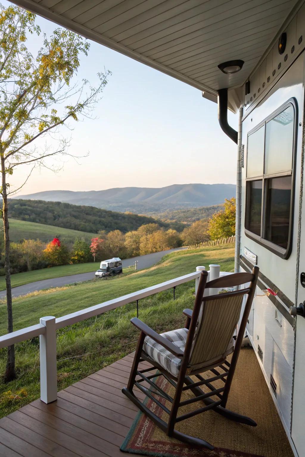 A rocking chair providing a peaceful spot to unwind.