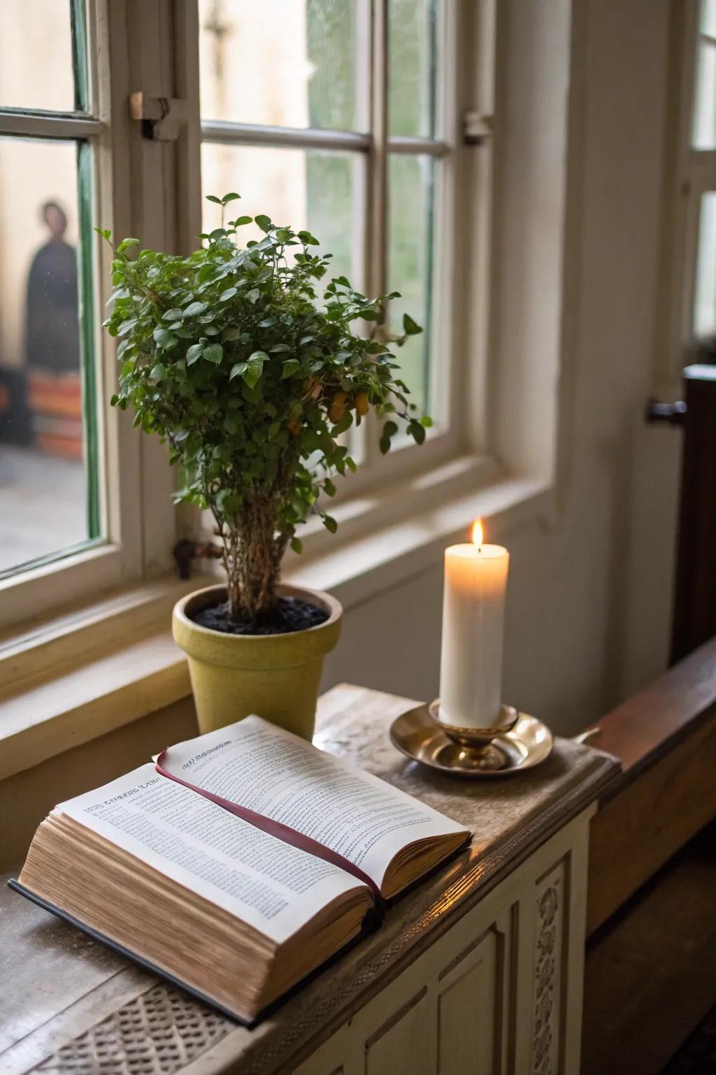 Greenery adds a natural and calming element to your sacred space.