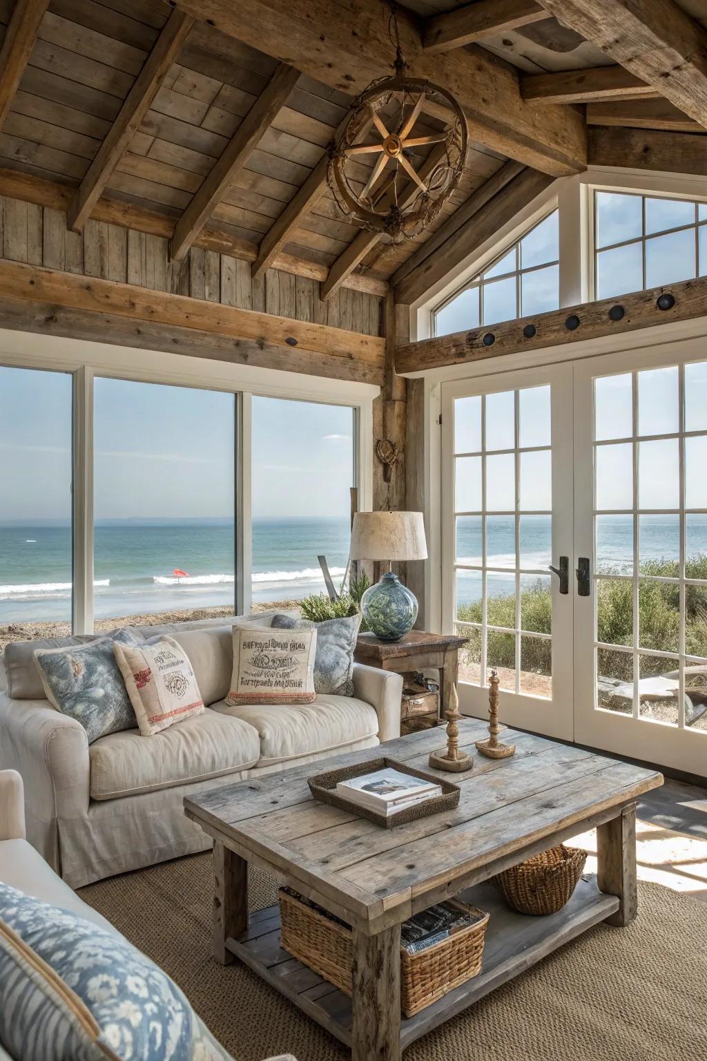 Seasoned timber imparts texture and history.