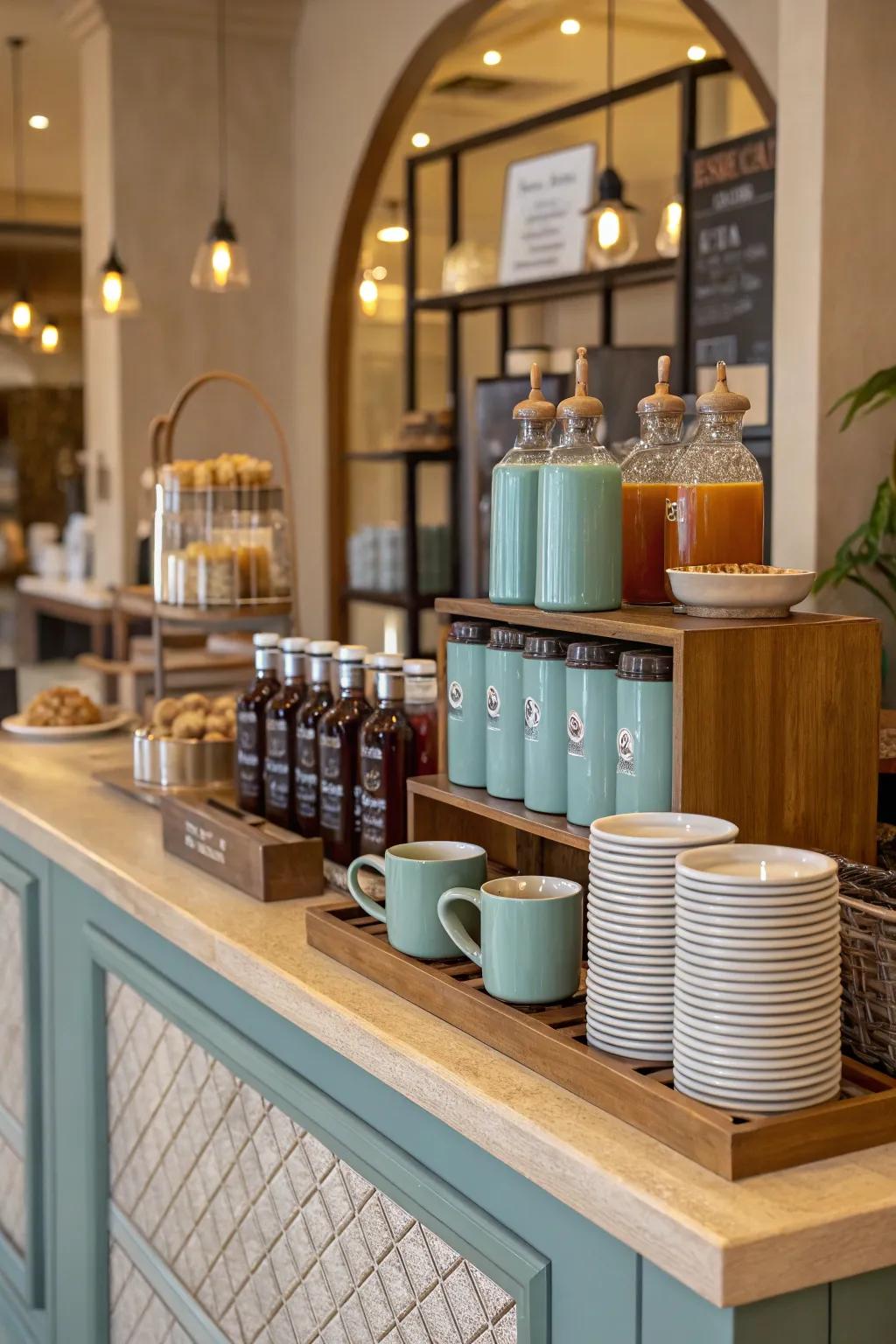 Color coordination ensures your coffee and tea station complements your home decor.
