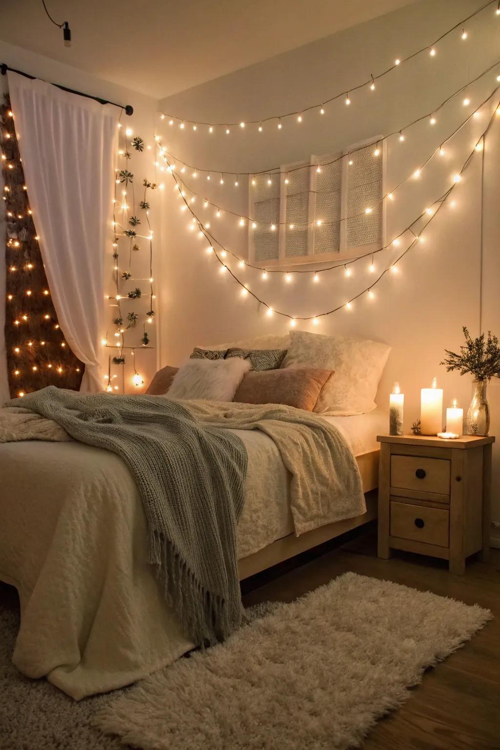 Soft lighting that casts a magical glow over the room.