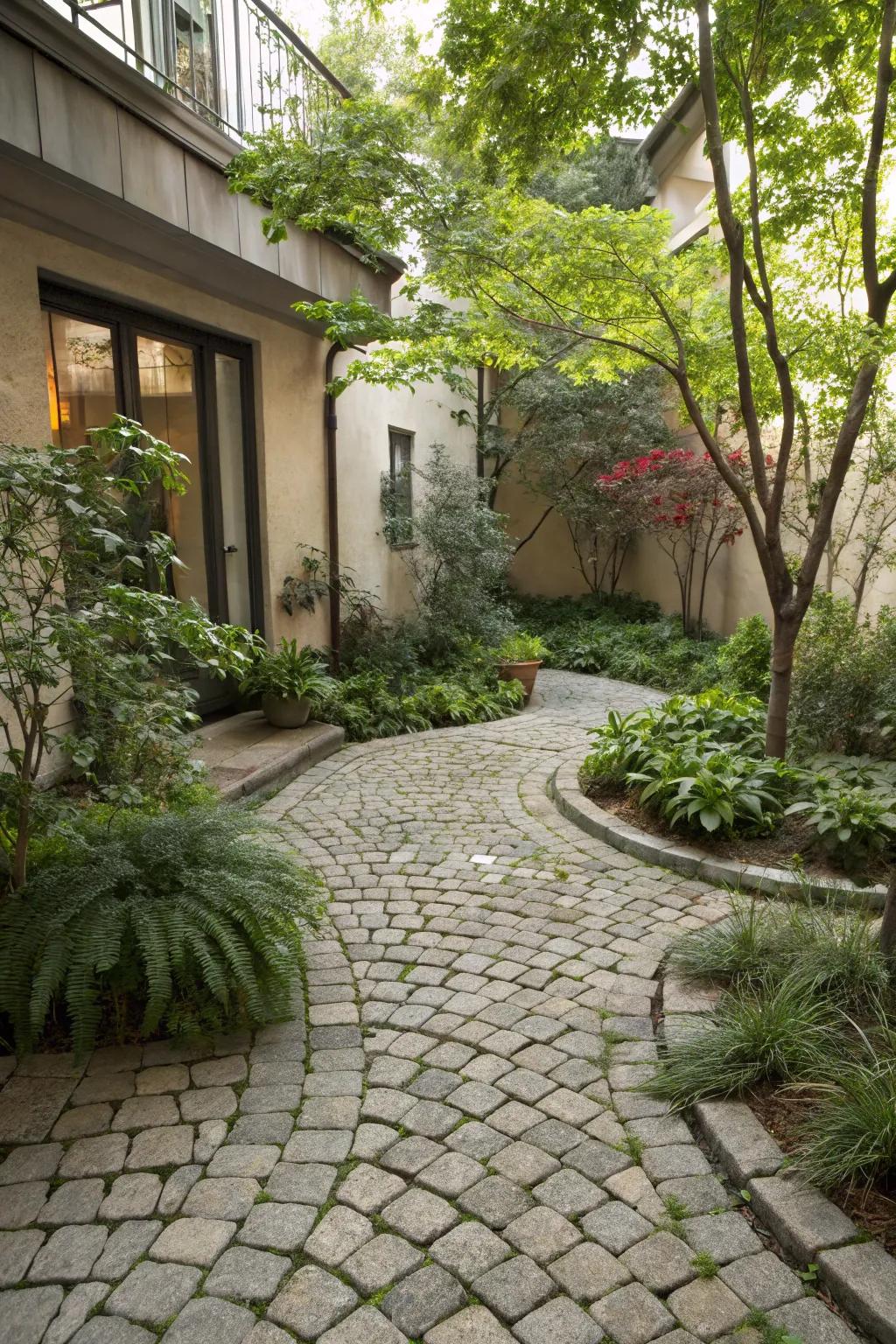 Opt for permeable pavers for an eco-friendly and stylish courtyard.