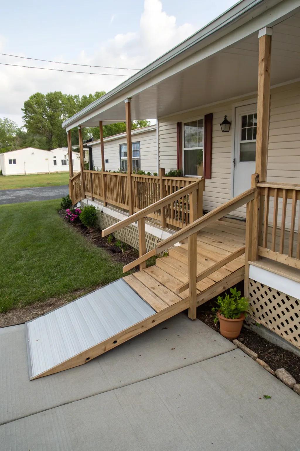 An accessible ramp ensures ease of entry for all.