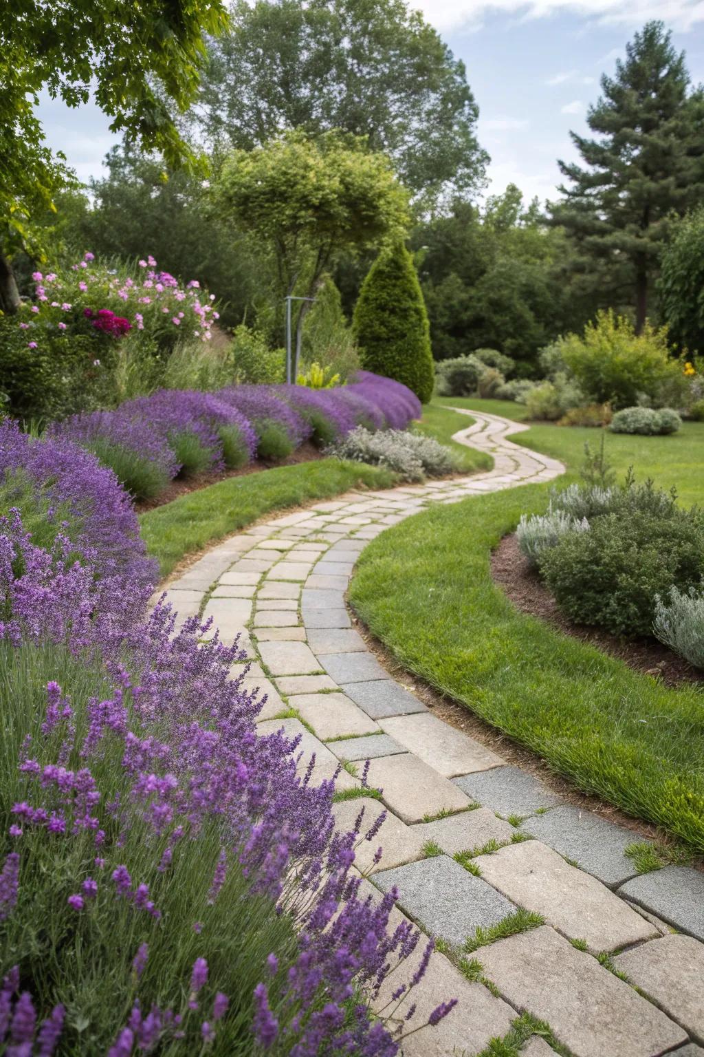 Stone pathways add charm and functionality.