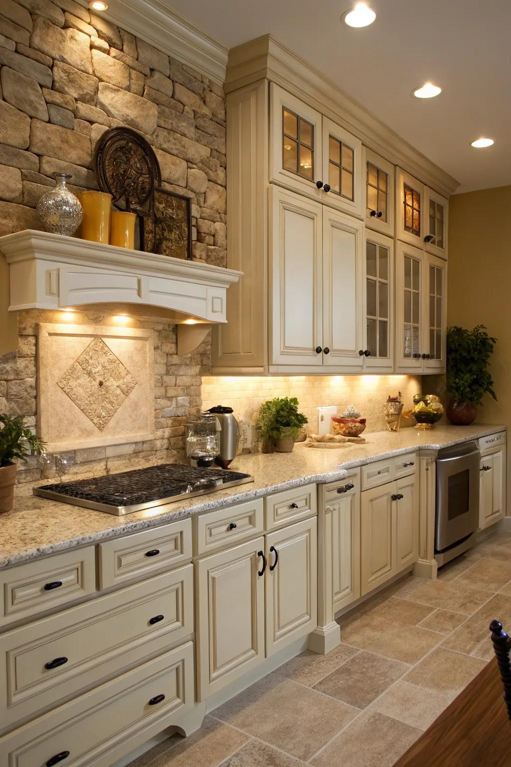 Natural stone adds earthy texture and interest.