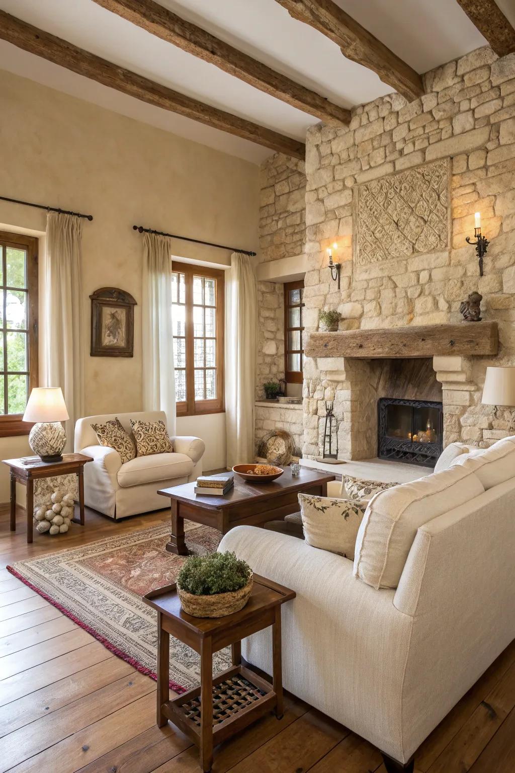 Earthy elements bring warmth and harmony to cream rooms.