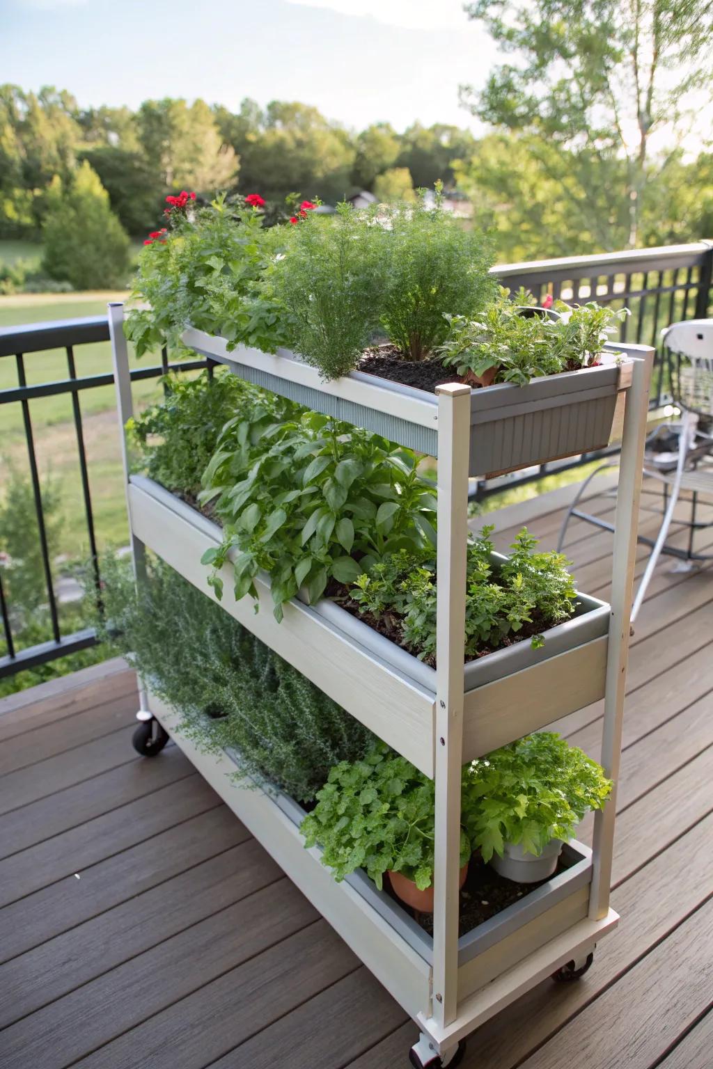 Relish adaptability with a relocatable herb display.