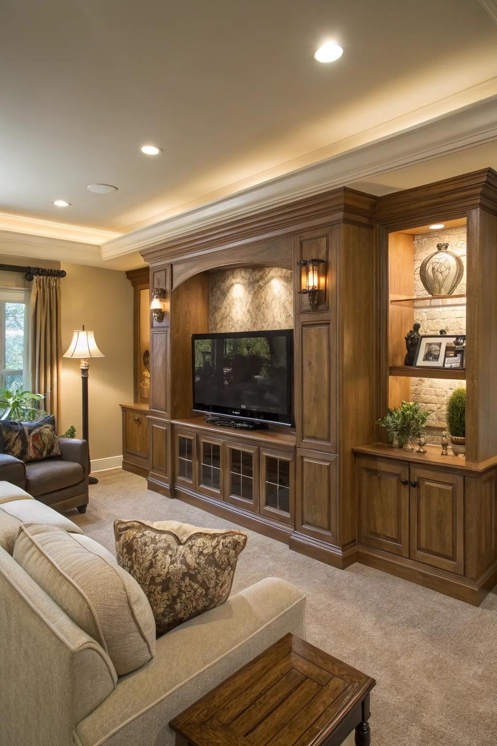 Existing architectural components offer a refined, integrated method for TV placement.