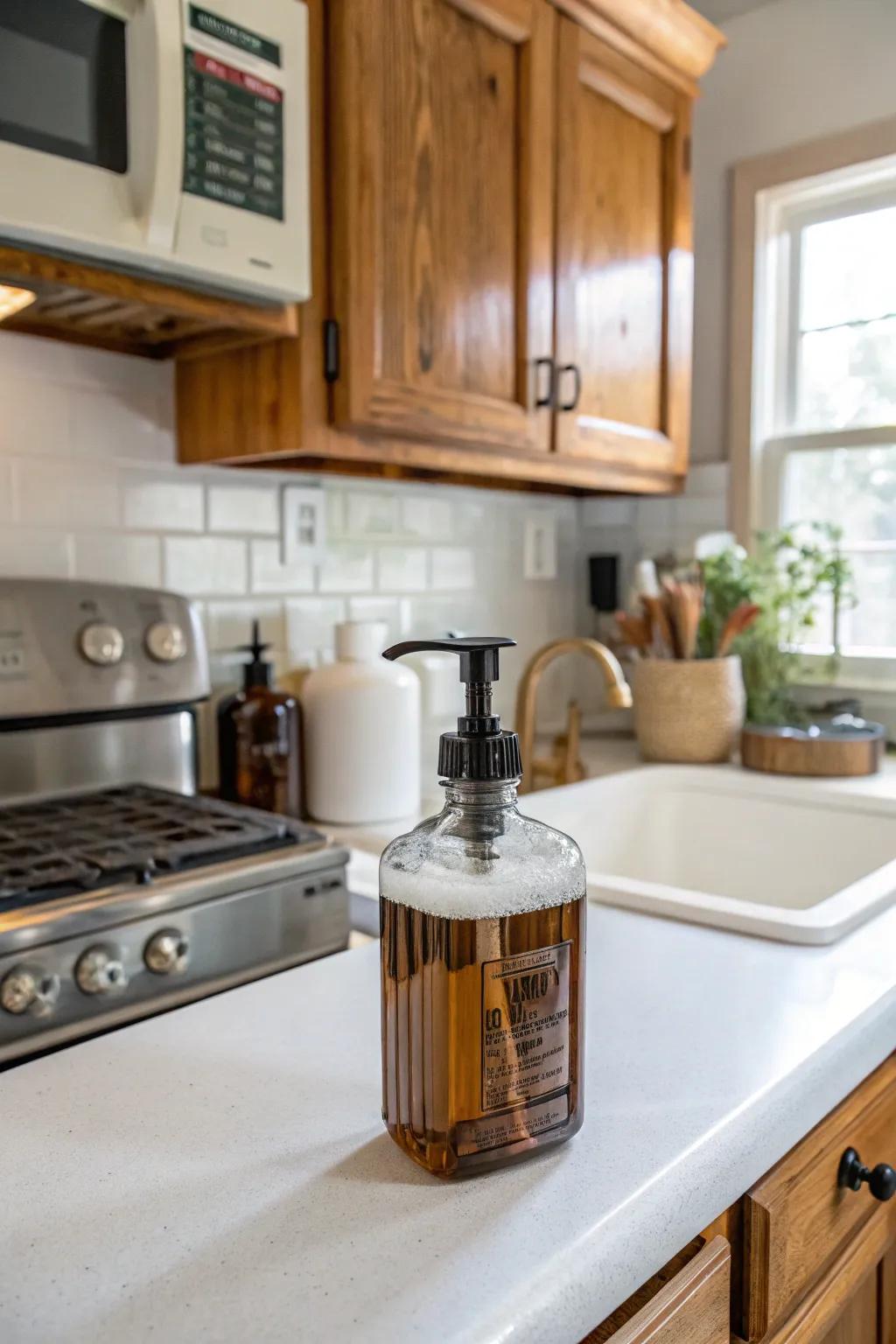 Apothecary bottles bring a vintage pharmacy vibe.