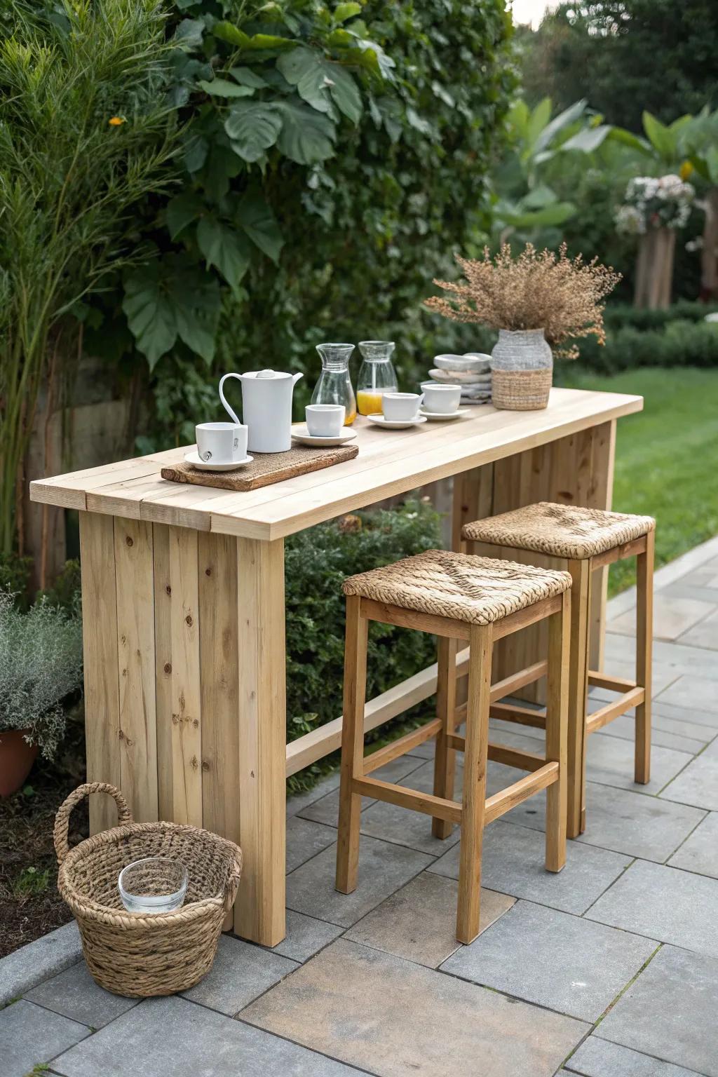 Transform your backyard with a chic DIY outdoor bar that's perfect for summer gatherings. 🍹✨