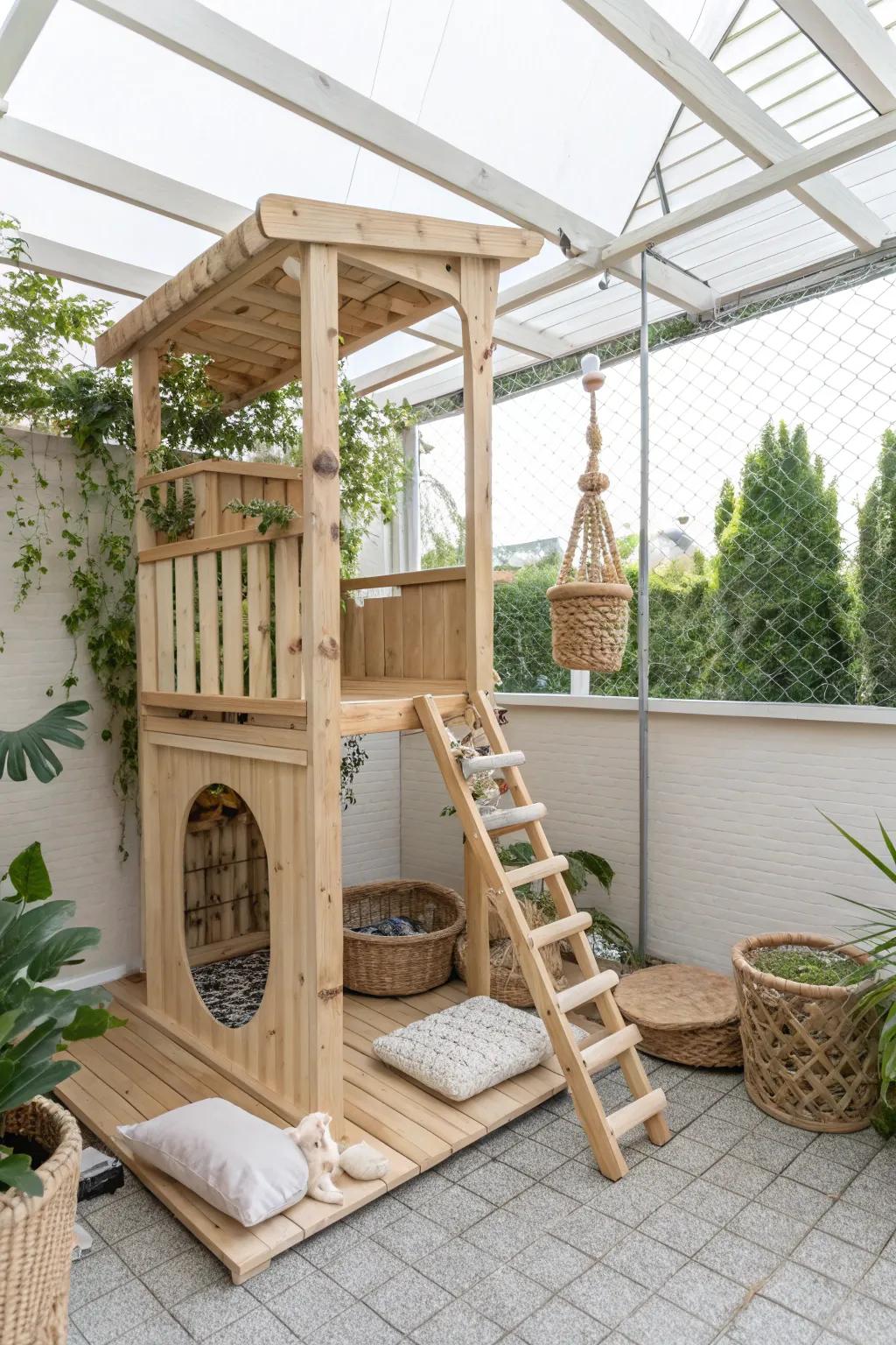 Elevate your cat's playtime with a DIY jungle gym that blends Scandinavian simplicity and boho charm.