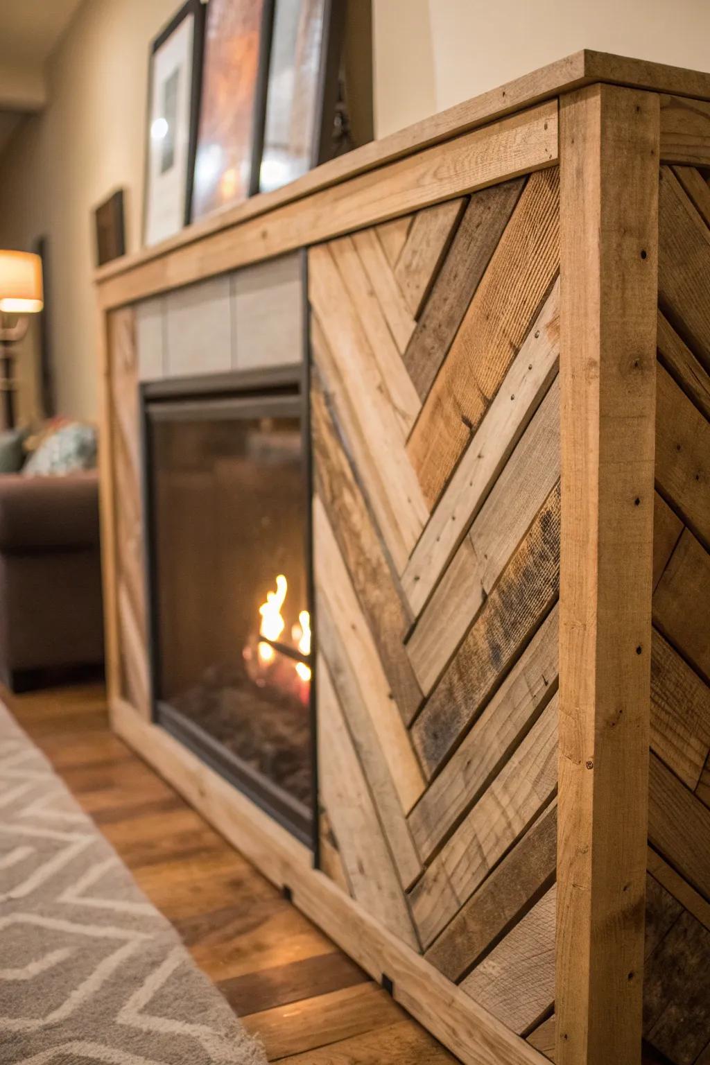 Transform your fireplace with this rustic DIY pallet wood screen – a perfect blend of charm and craftsmanship.