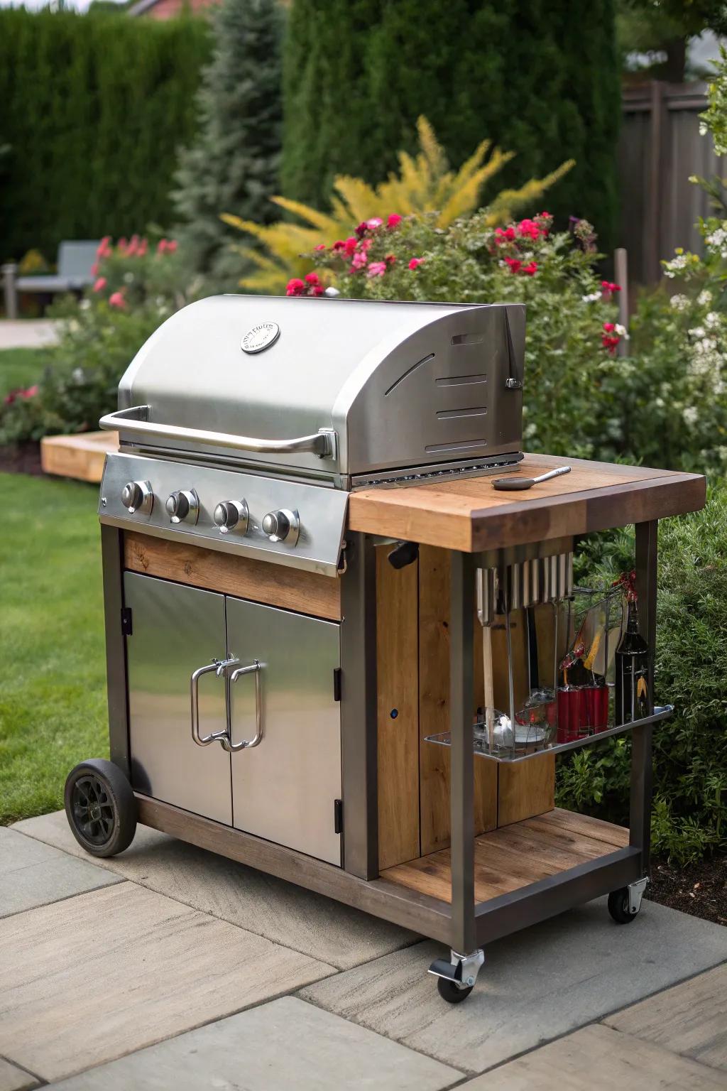Elevate your outdoor cooking experience with a stylish and mobile grill cart, perfect for any gathering.
