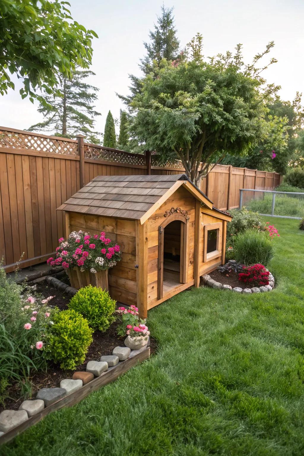 A comfortable and budget-friendly dog house made from reclaimed wood.
