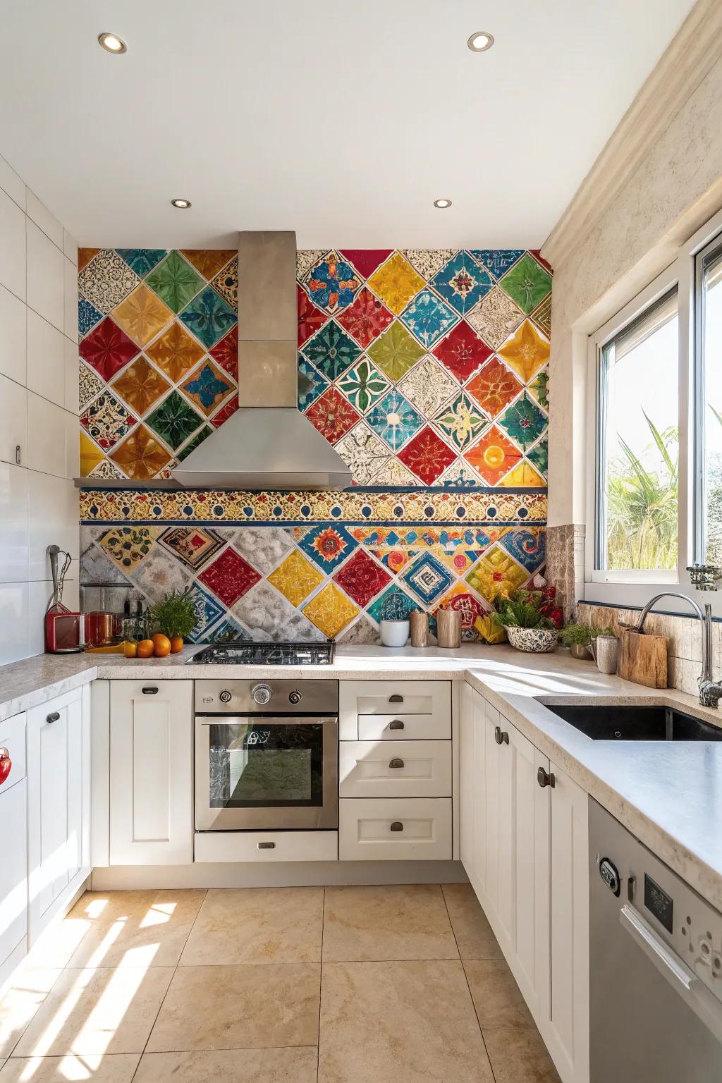 A bold backsplash that makes a statement in the kitchen.
