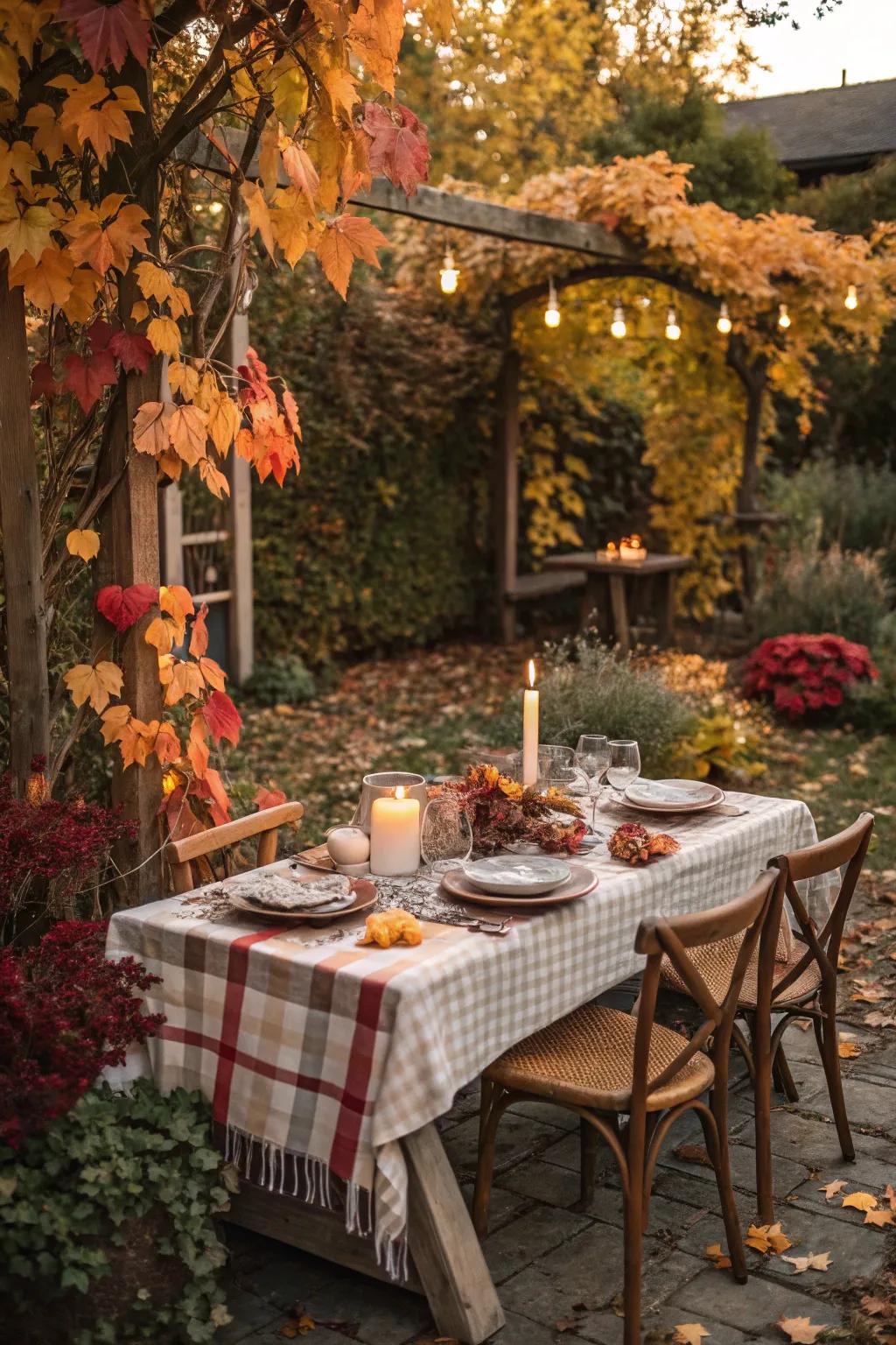 Enjoy outdoor meals amidst the beauty of fall.
