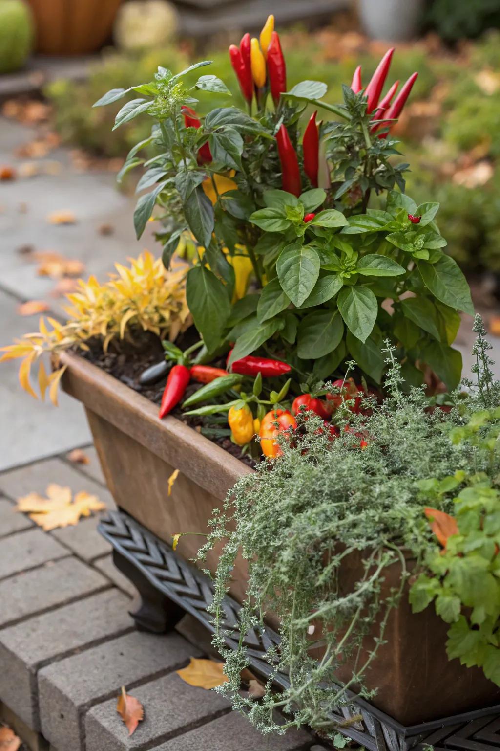 Edible plants add beauty and practicality to planters.