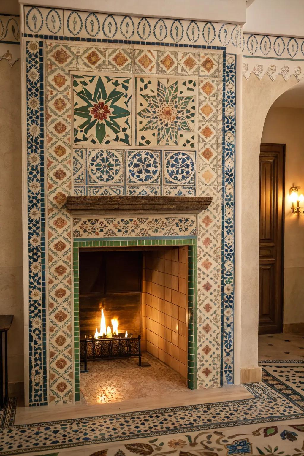 Artistic tile patterns offer a unique and decorative framing option.