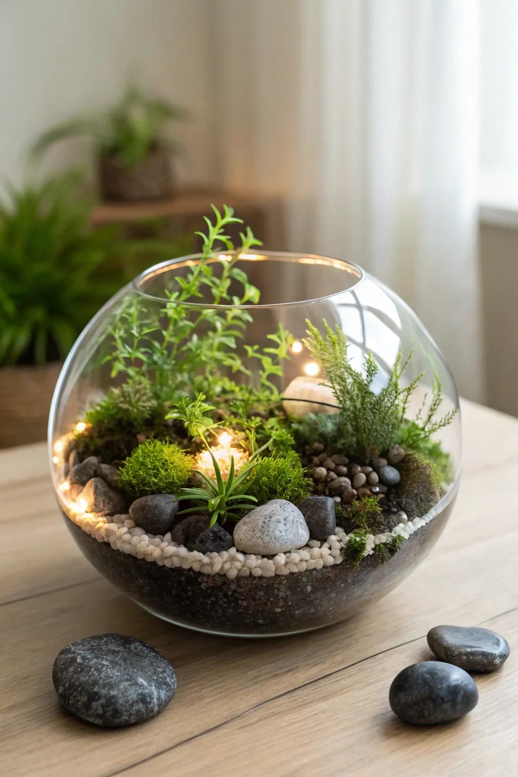 Embrace the magic of moonlit gardens with this enchanting glow-in-the-dark terrarium.