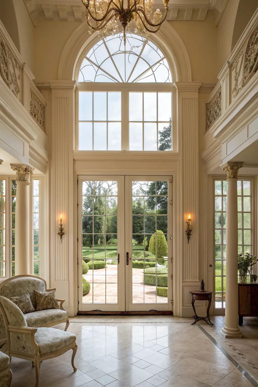 Dramatic elegance with double-height French doors